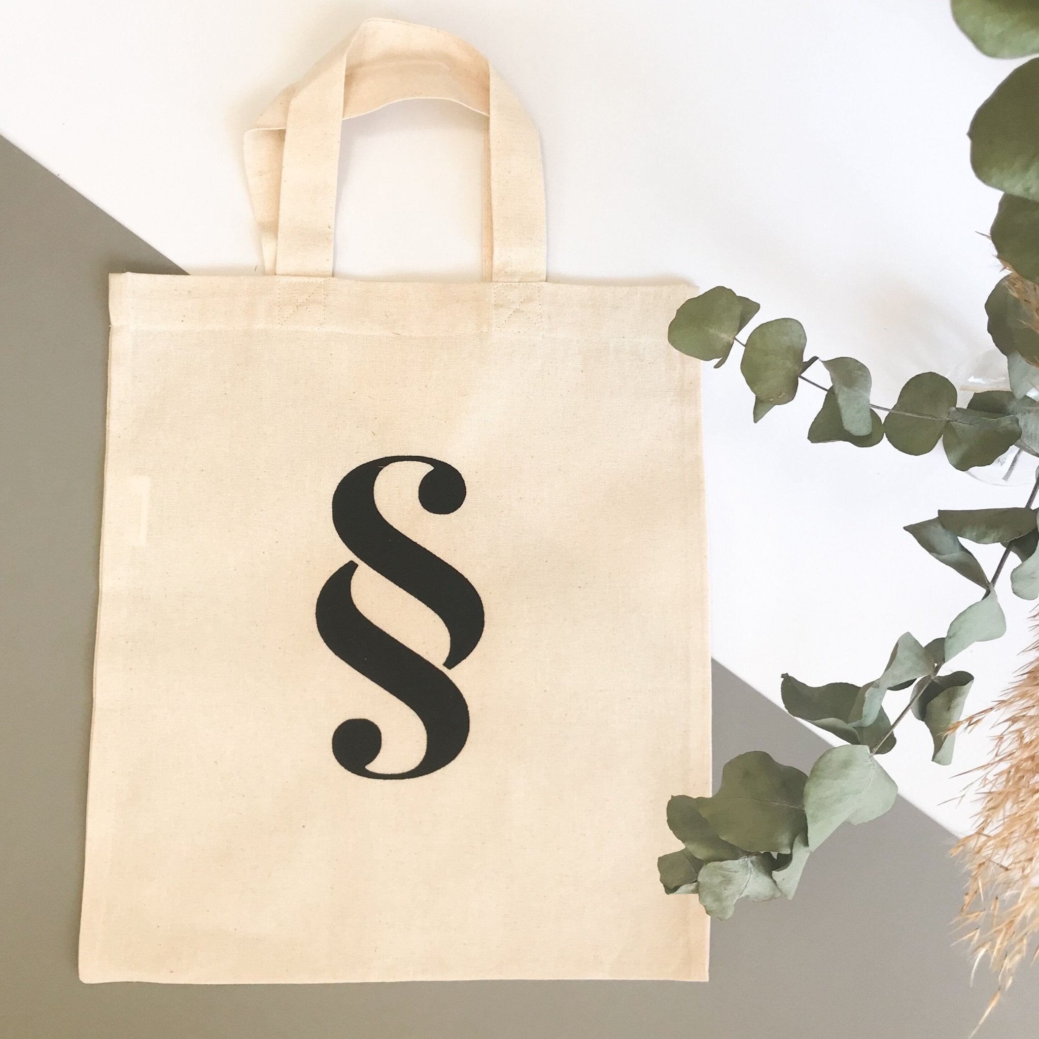 Baumwolltasche - Jutebeutel für Juristen mit Paragraphen und Gerechtigkeitswaage