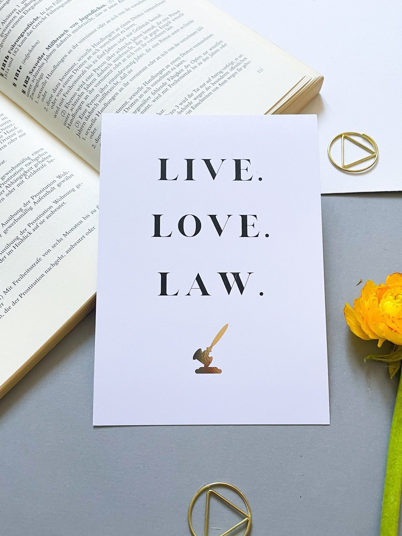 Live Love Law - Rechtliche Postkarte für Juristen- Legal card for Lawyers