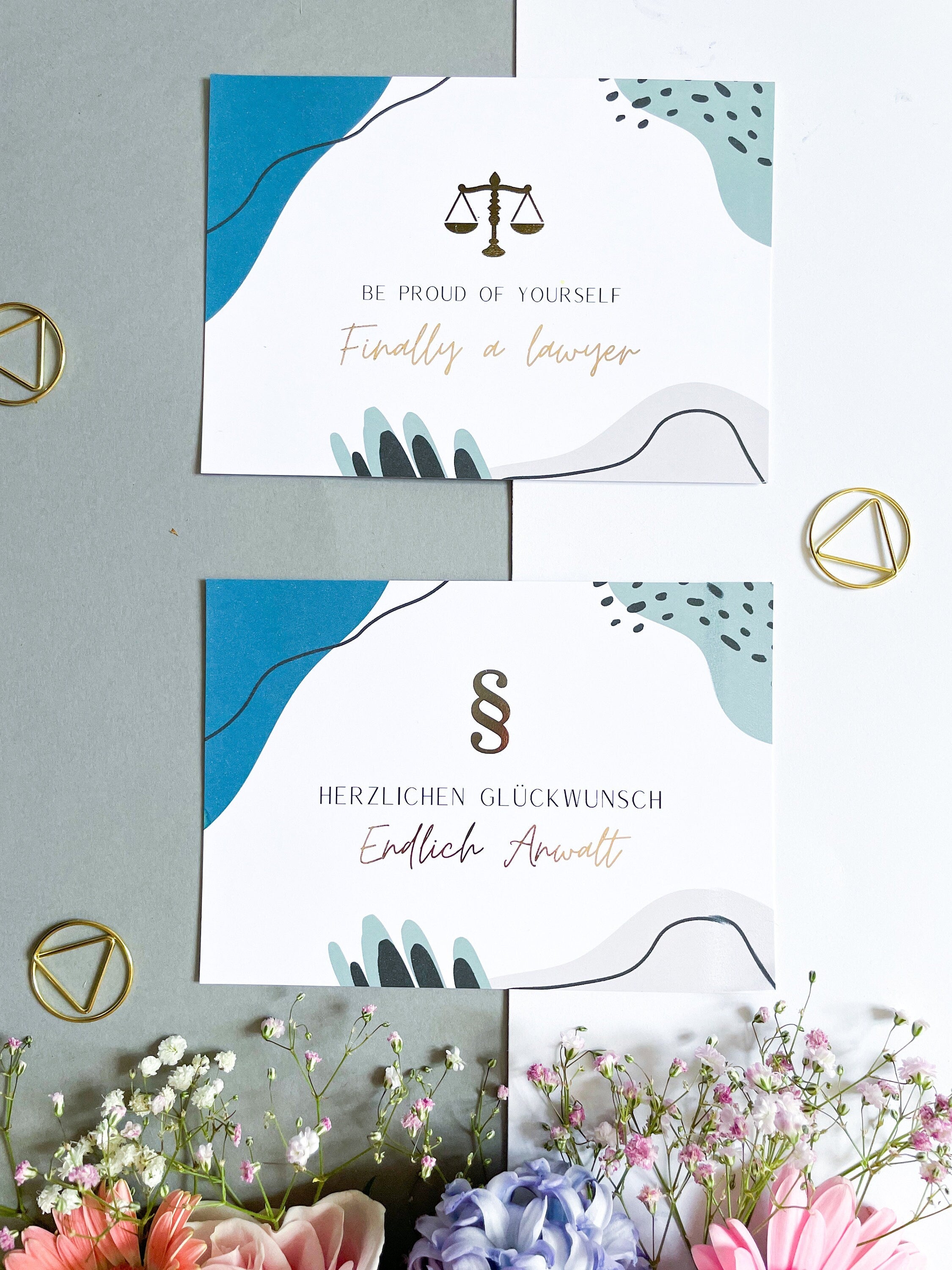 Geschenke für Anwälte - Postkarten Endlich Anwältin und Finally an Attorney
