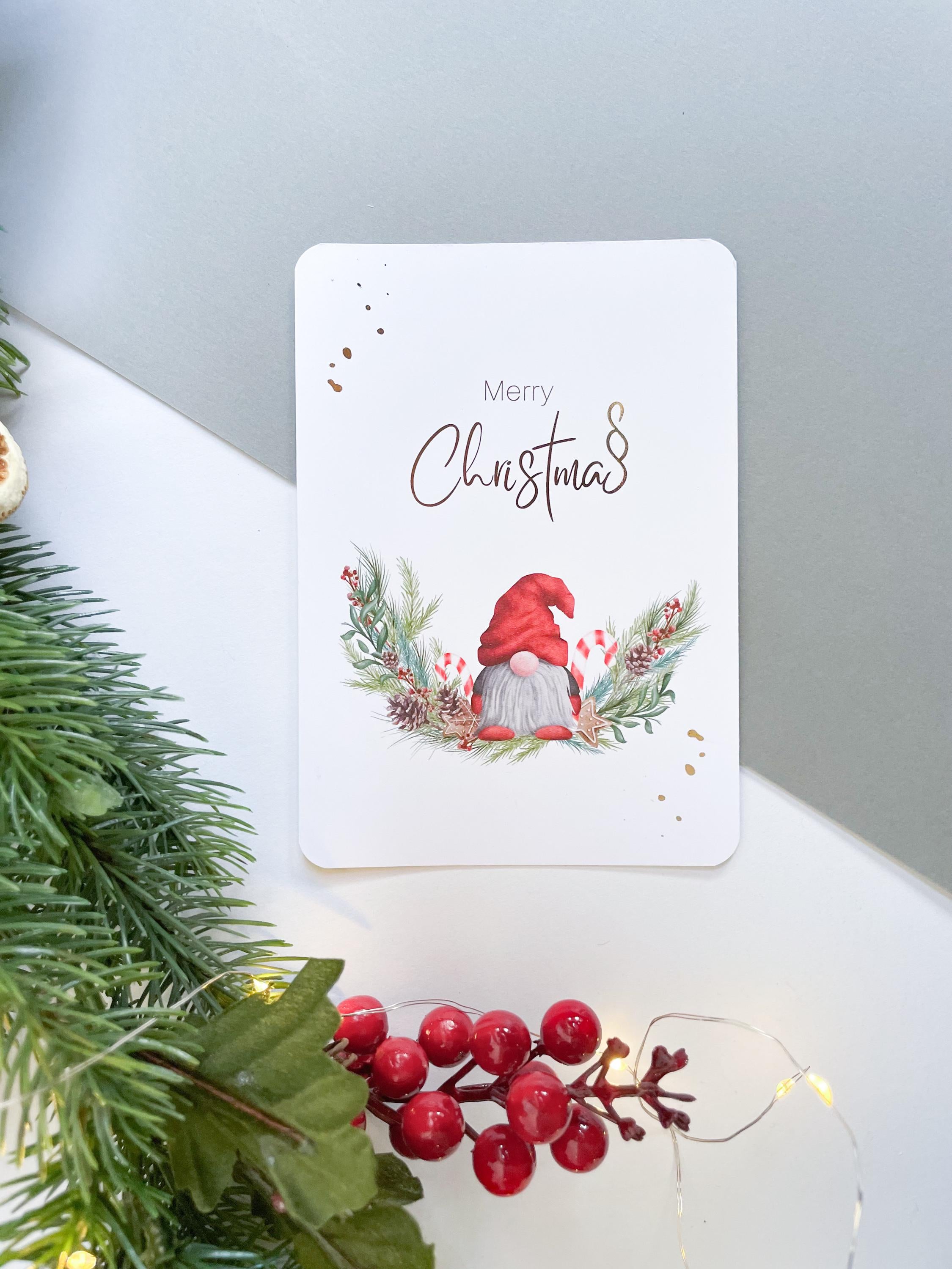 Weihnachtskarte „Paragraph & Wichtel“ – Geschenk für Juristen, Anwälte & Richter | DIN A6 mit Goldfolie