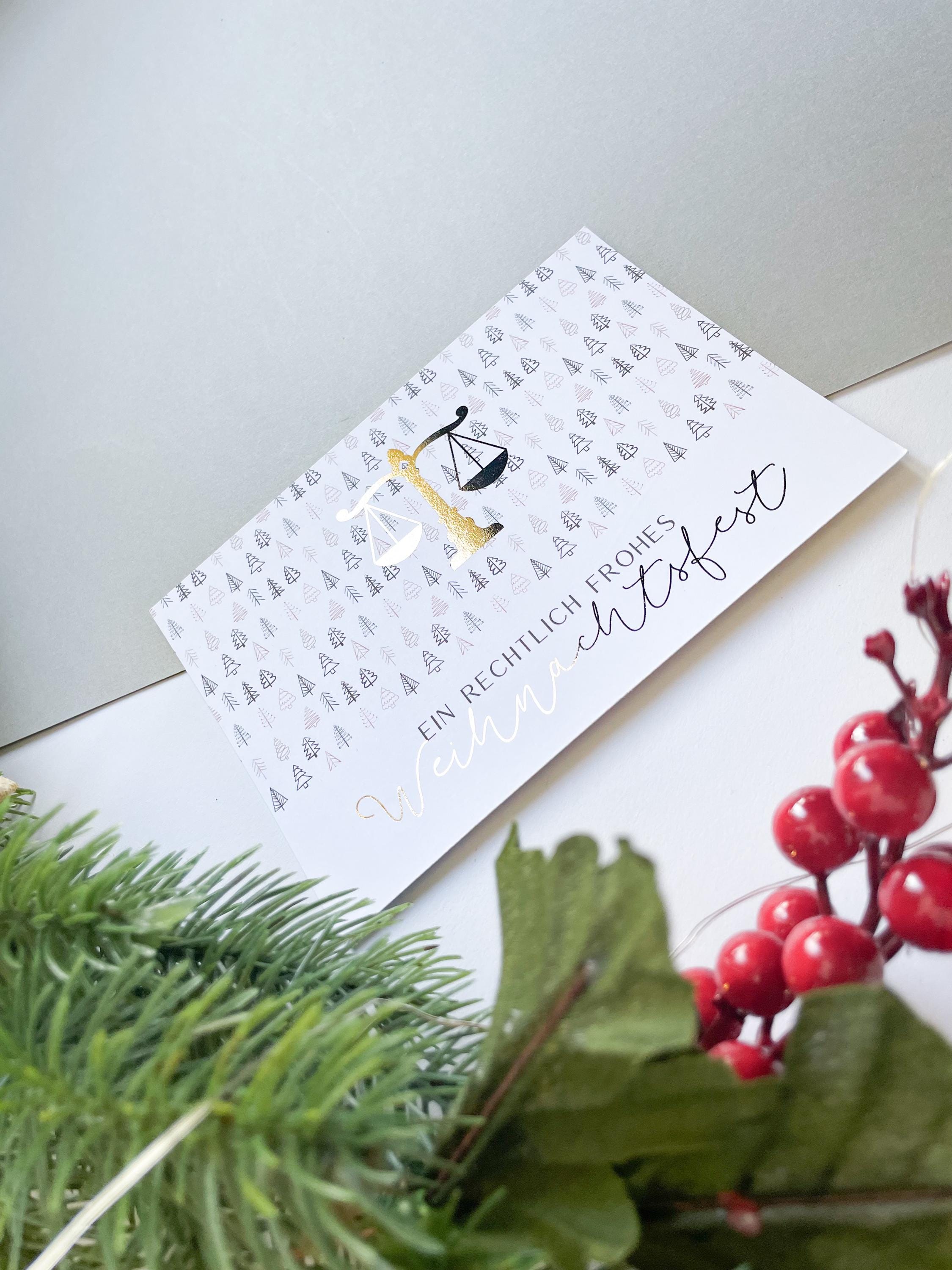 Weihnachtskarte „Ein rechtlich frohes Weihnachtsfest“ – Geschenk für Juristen, Anwälte & Richter | DIN A6 mit Goldfolie