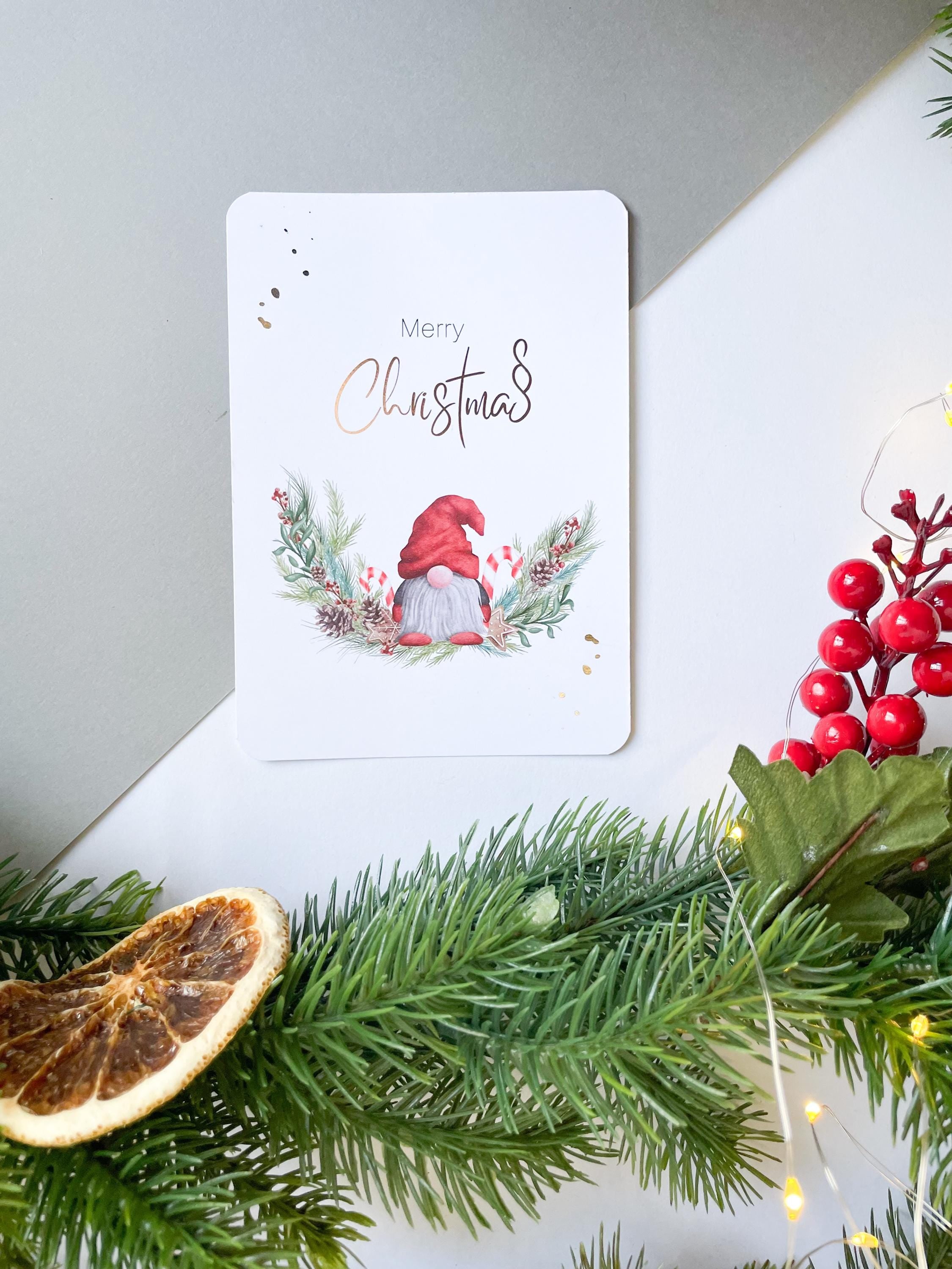 Weihnachtskarte „Paragraph & Wichtel“ – Geschenk für Juristen, Anwälte & Richter | DIN A6 mit Goldfolie