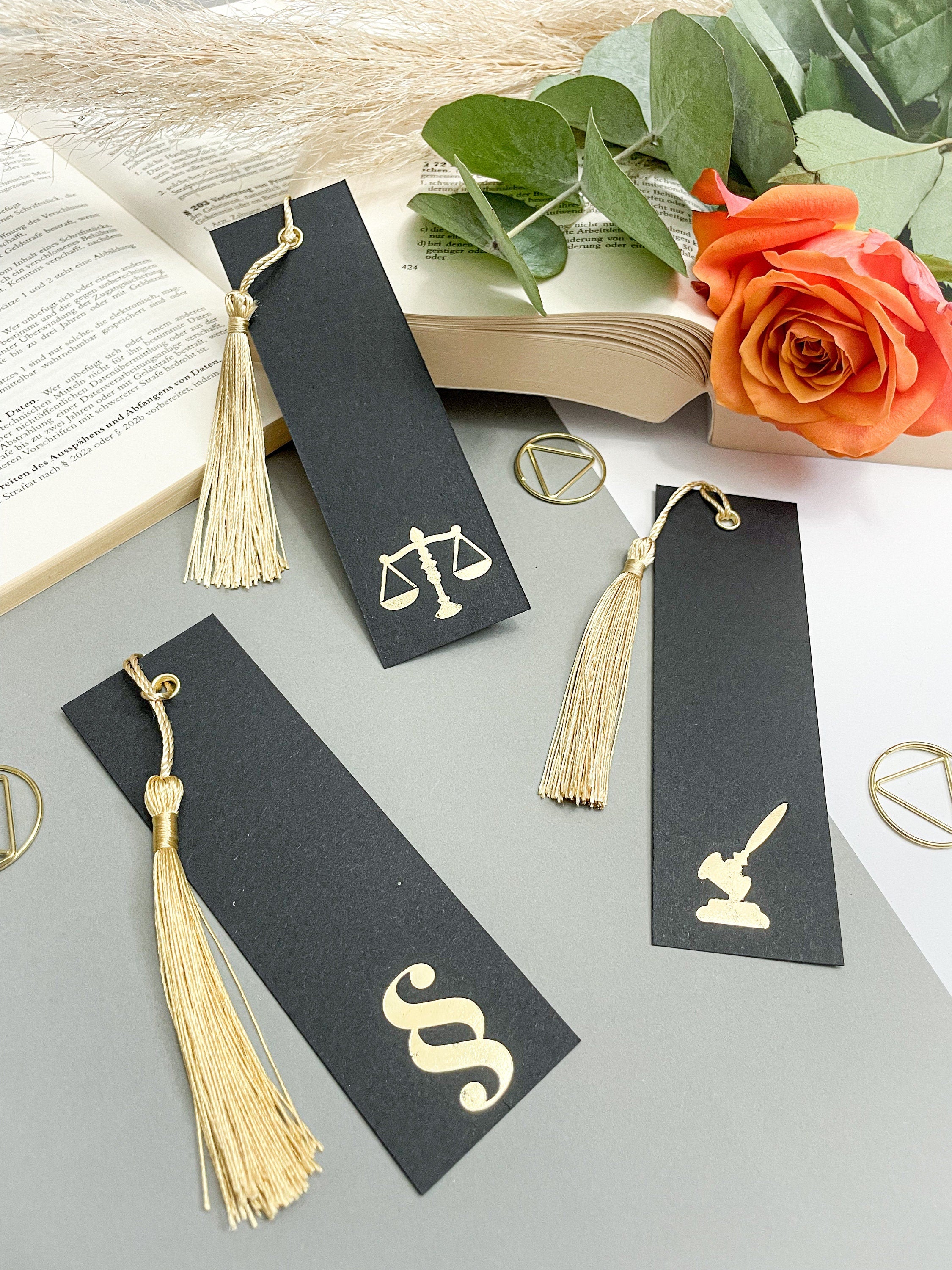 Lesezeichen Schwarz /Gold - Geschenk für Juristen, Jura, Anwälte, Jurastudenten, Richter, Rechtswissenschaften