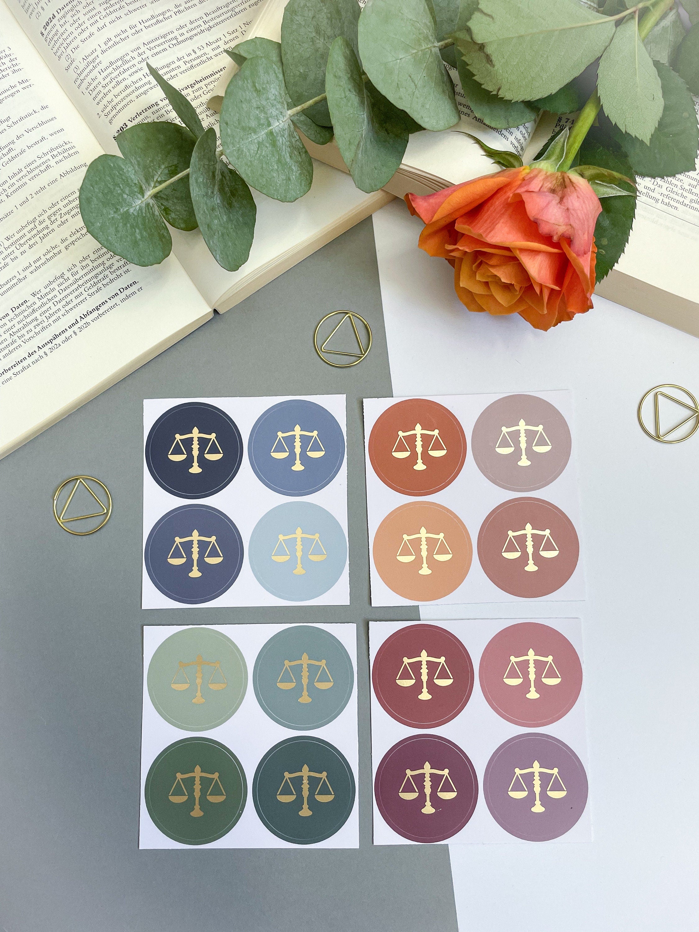 4 Aufkleber - Gerechtigkeitswaage - Rosa MIX - Geschenk für Juristen, Anwälte, Jurastudenten, Rechtswissenschaften