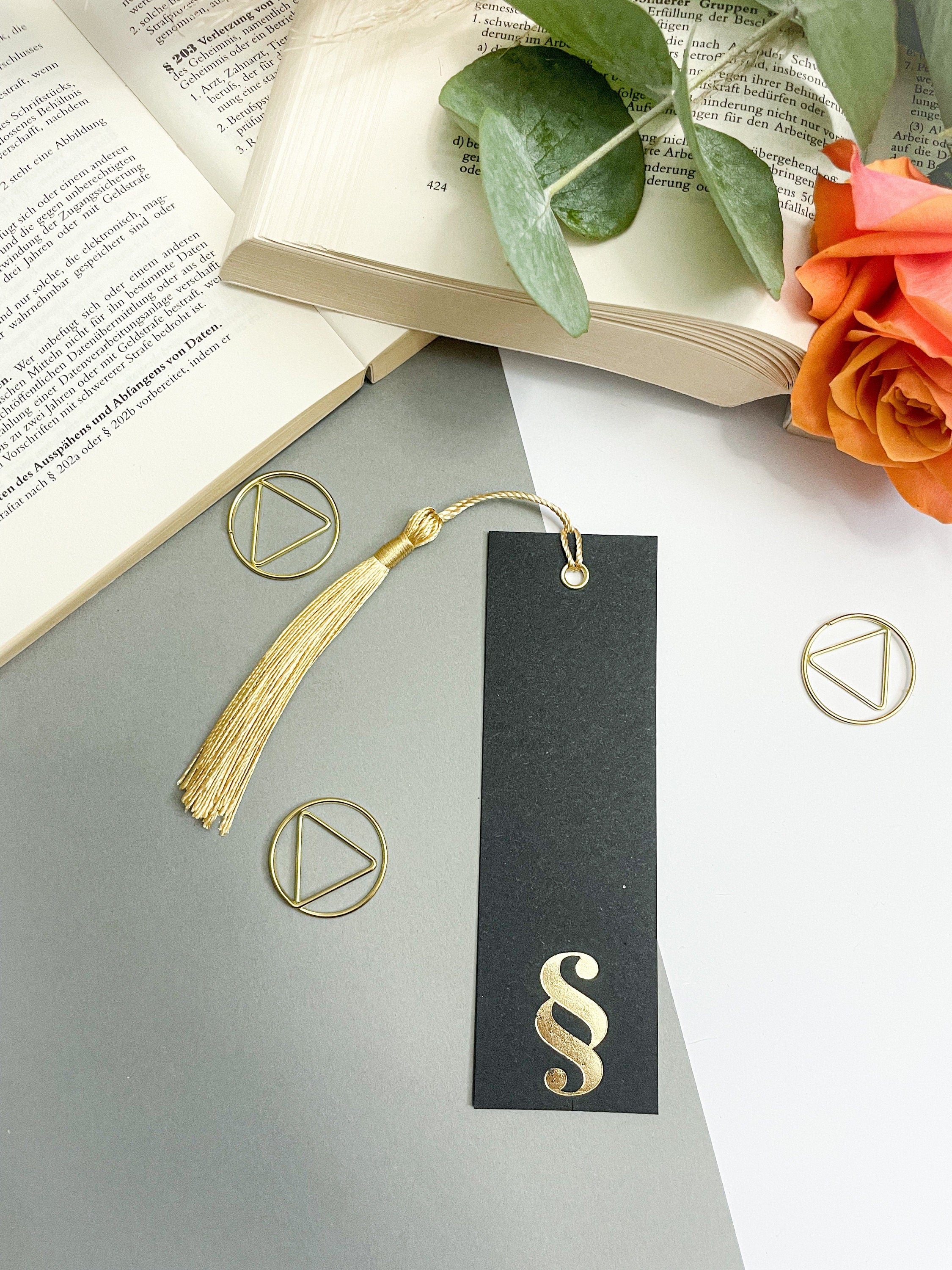 Lesezeichen Schwarz /Gold - Geschenk für Juristen, Jura, Anwälte, Jurastudenten, Richter, Rechtswissenschaften