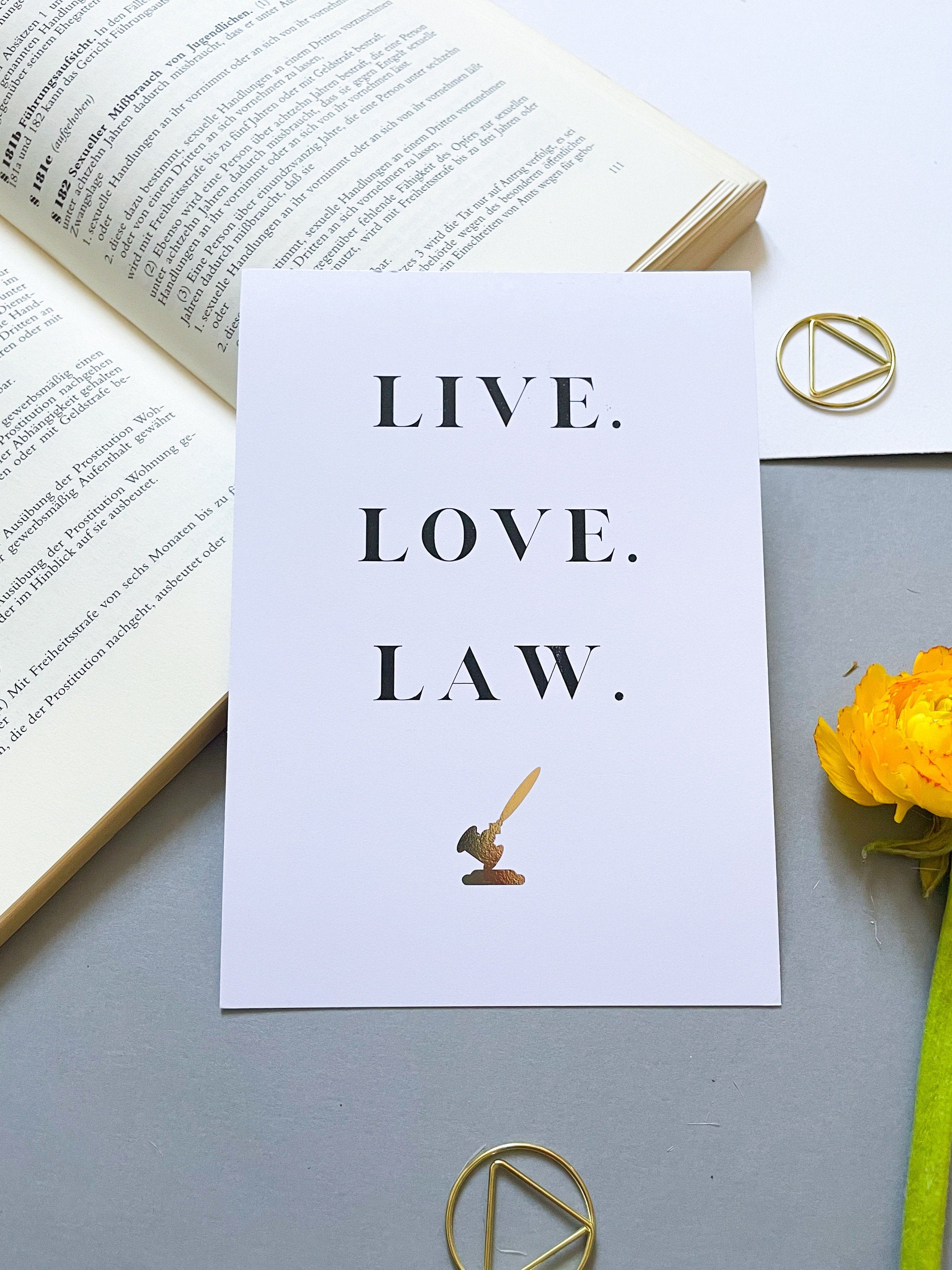 Live Love Law - Rechtliche Postkarte für Juristen- Legal card for Lawyers