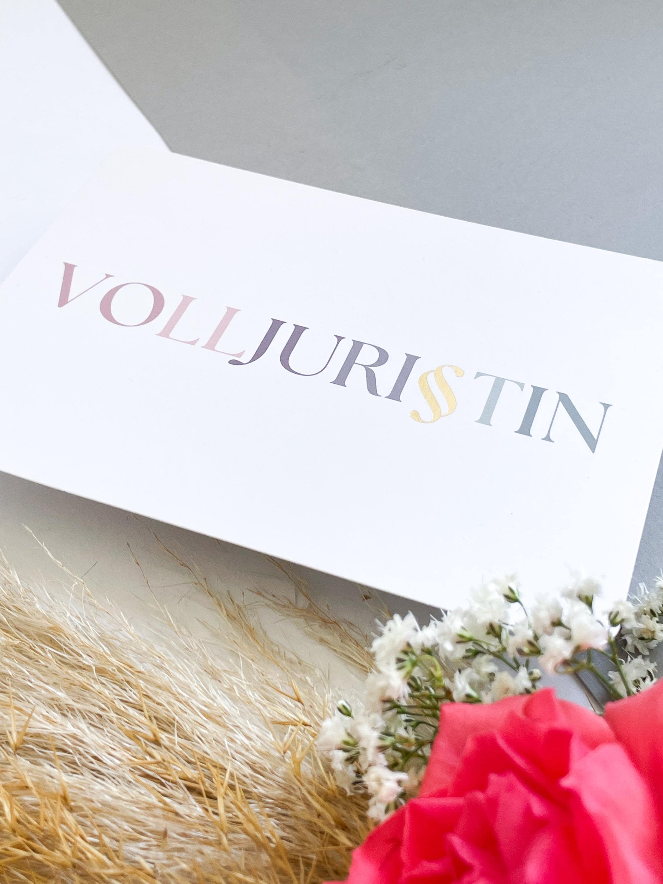 Volljuristin Postkarte - Elegante Karte für Volljuristen, (frisch gebackene ) Anwälte