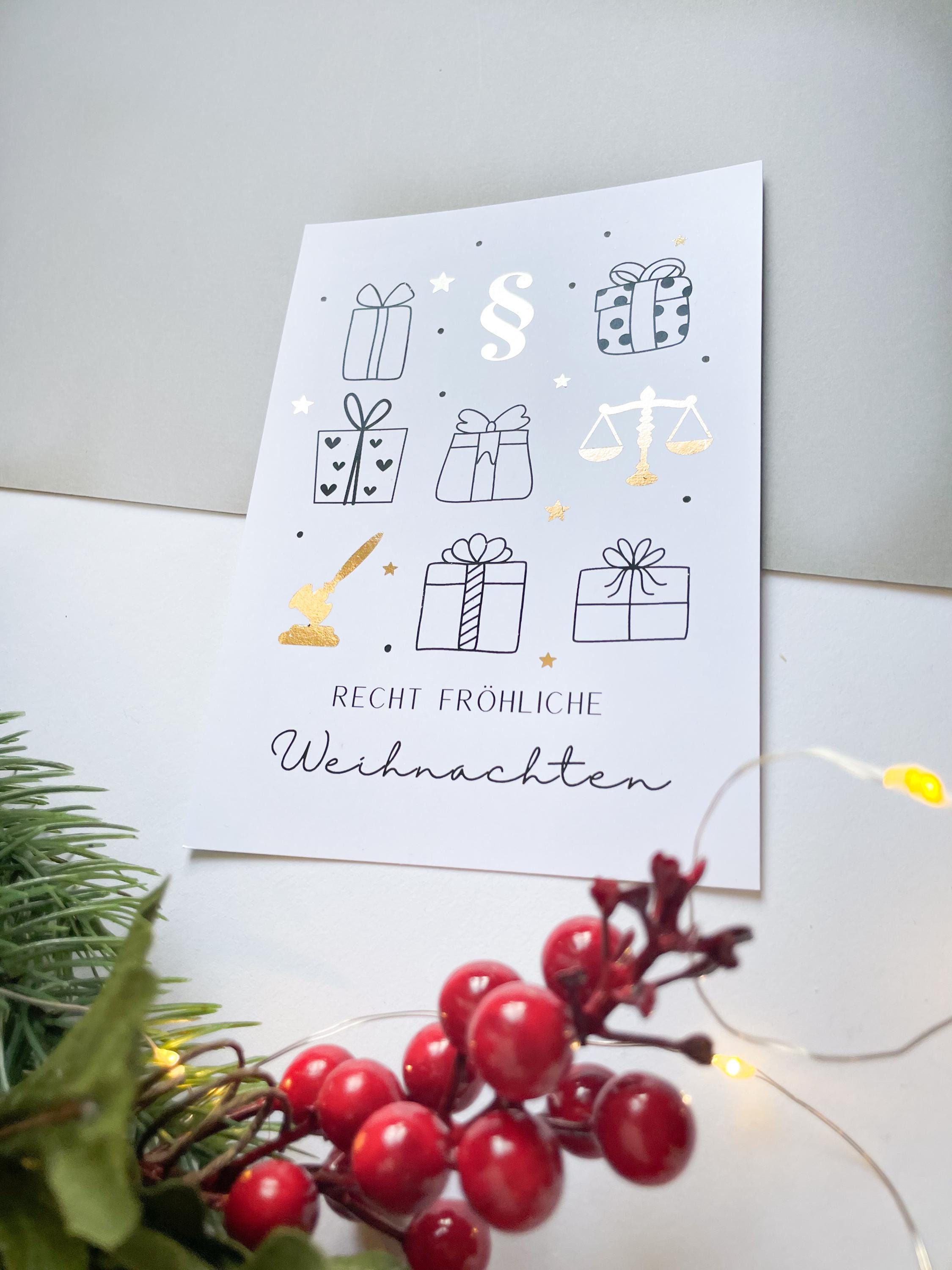 Christmas card – Christmas gifts with legal symbols, gift for jurists, lawyers, judges, legal scholars.
